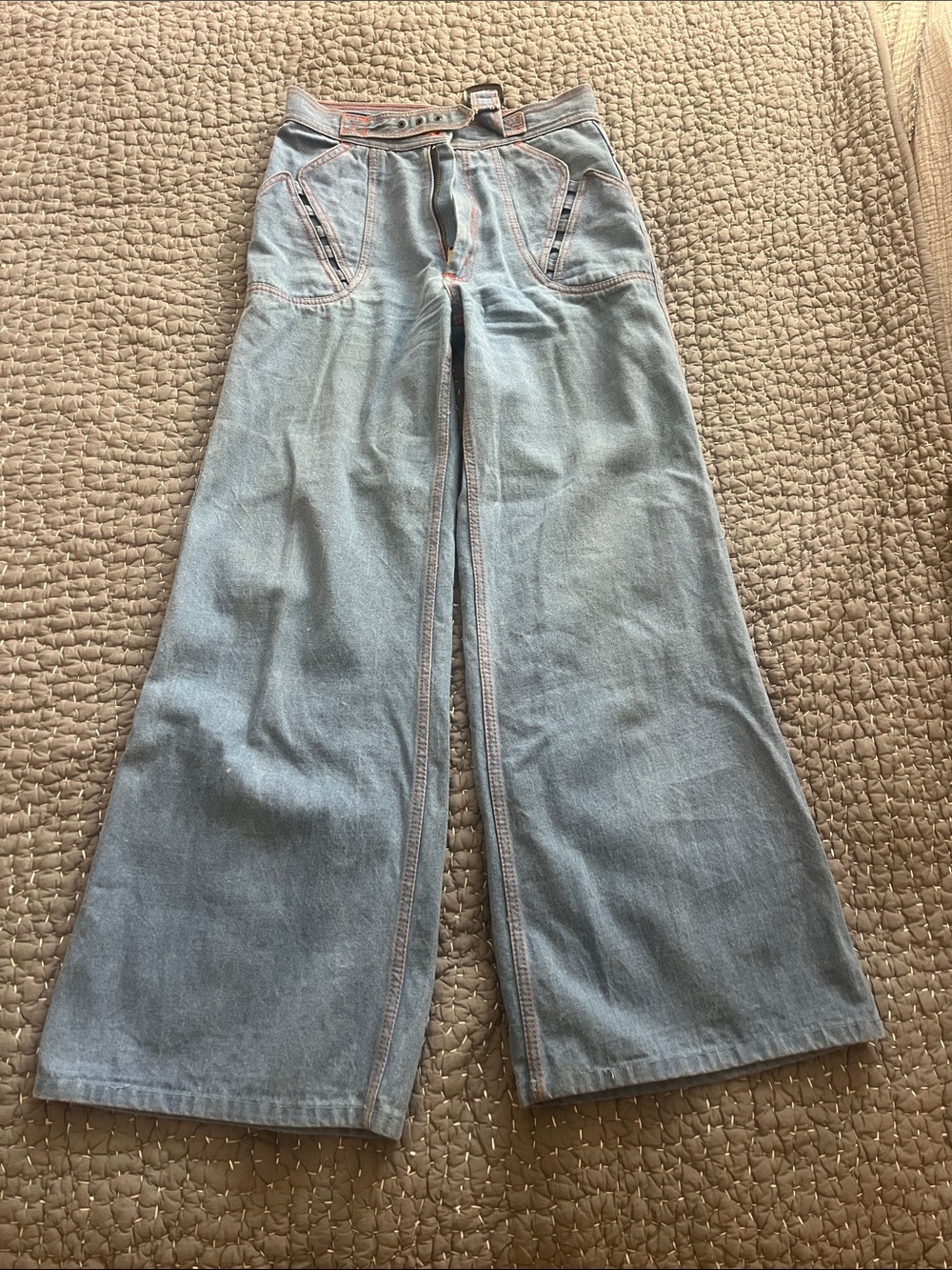 Vintage Wide Leg High-Waist Light Blue Women's Jeans